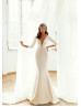 Long Sleeves Beaded Ivory Satin Open Back Stunning Wedding Dress